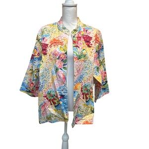 Coldwater Creek Floral and Fauna Out to‎ Sea Cotton Jacket Size 2XL
